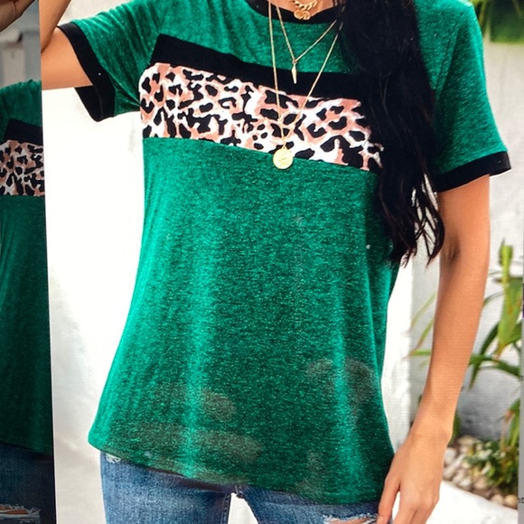 Léopard-Stripe Crewneck t-shirt - Picture 1 of 3